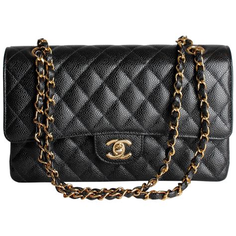 chanel black bag leather second|Black Chanel bag price.